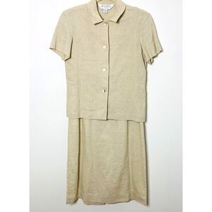 Vintage Casual Corner Annex Linen Blend Dress Jacket Set Midi Classic Style Sz 6
